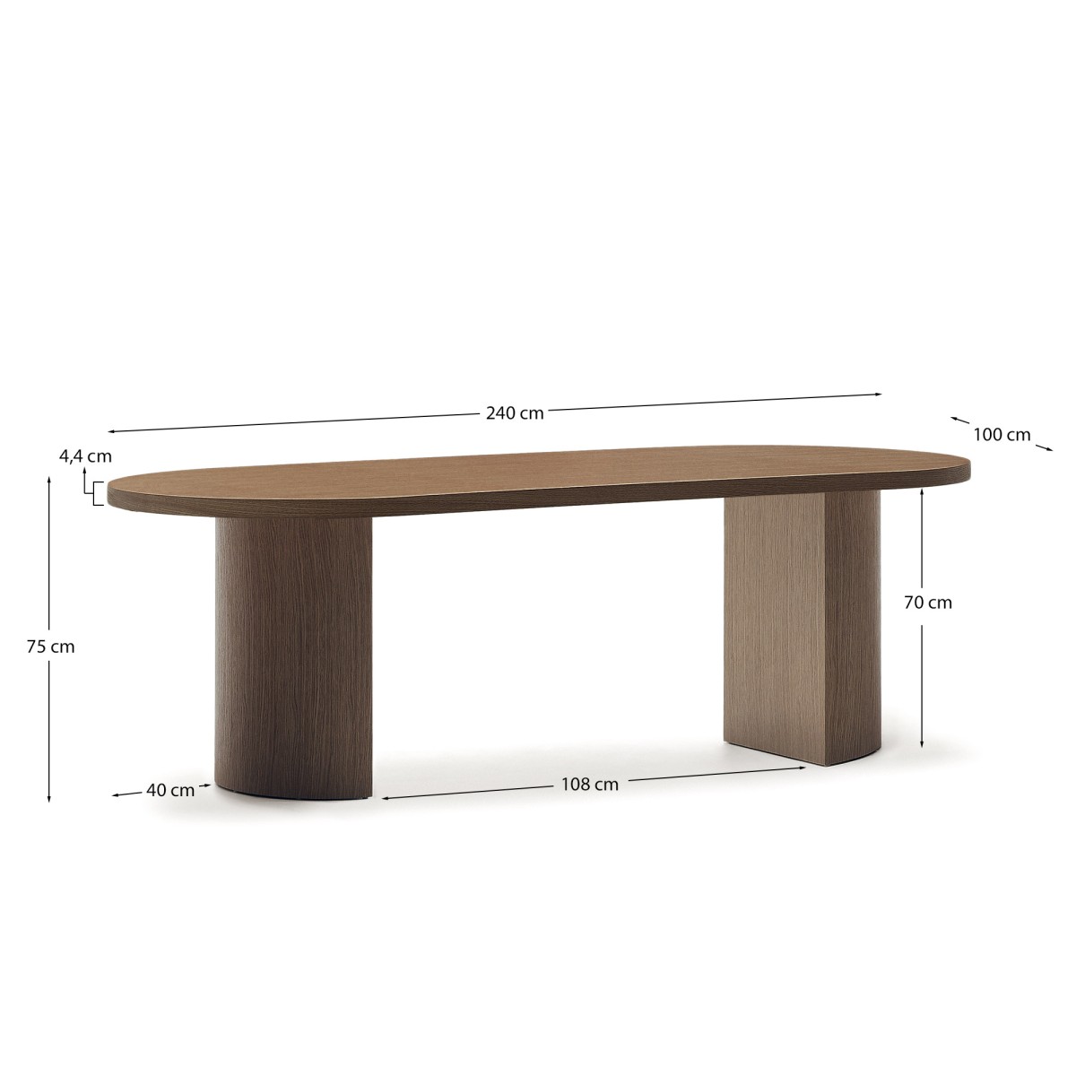 Стол Nealy с ореховым шпоном в темной отделке, 240 x 100 см