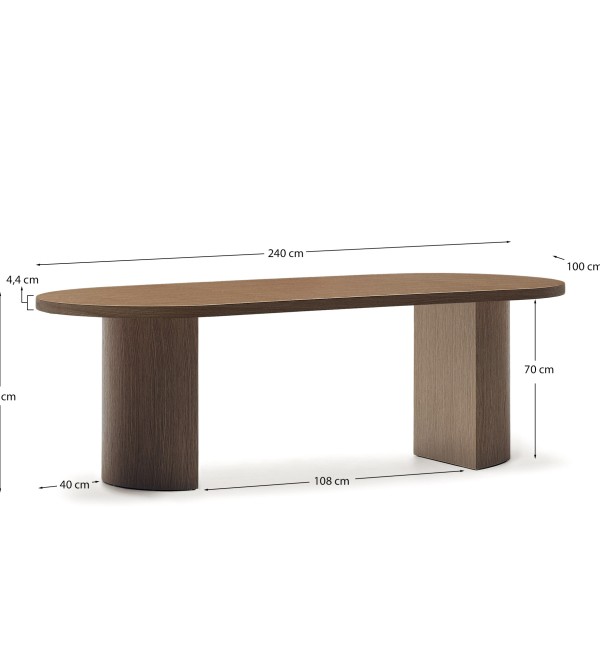 Стол Nealy с ореховым шпоном в темной отделке, 240 x 100 см
