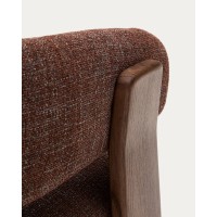 Granite Кресло из коричневого шенилла и массива ясеня в отделке орех