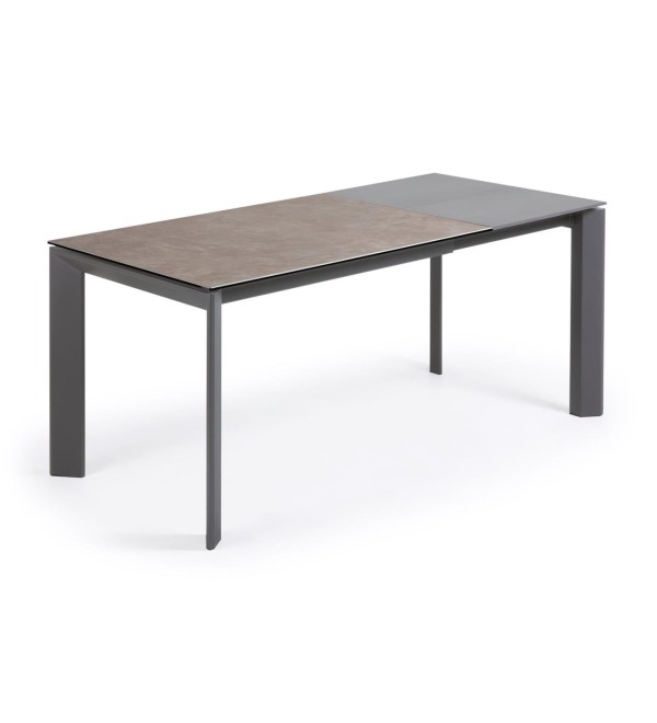 Стол Atta 120 (180) x80 антрацит керамика Vulcano Ash