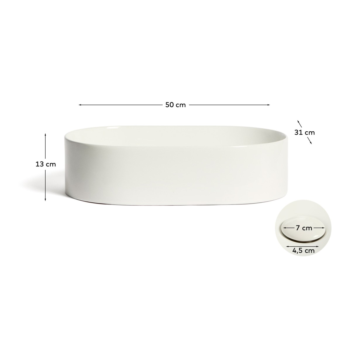 Раковина Ovara из белой керамики 50 x 31 см