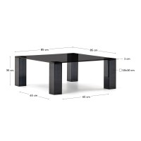 Журнальный столик Adularia из стекла темно-серого цвета 85 x 85