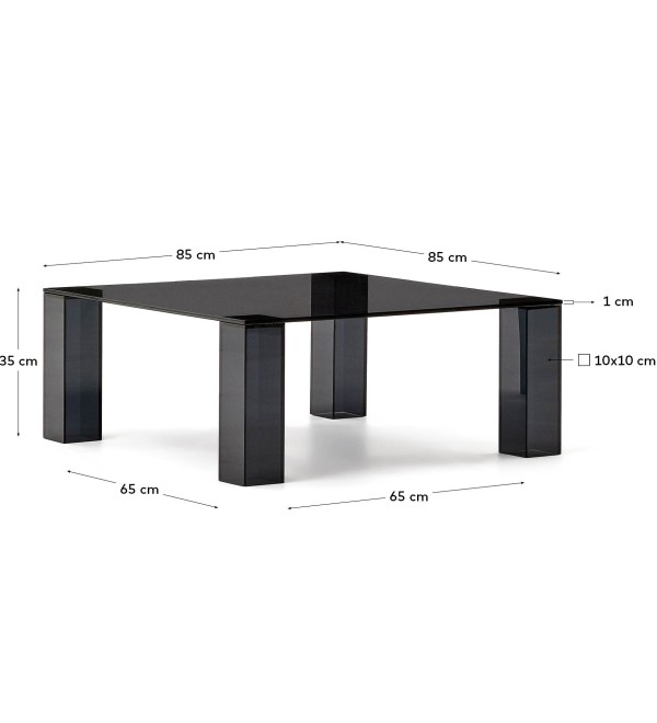Журнальный столик Adularia из стекла темно-серого цвета 85 x 85