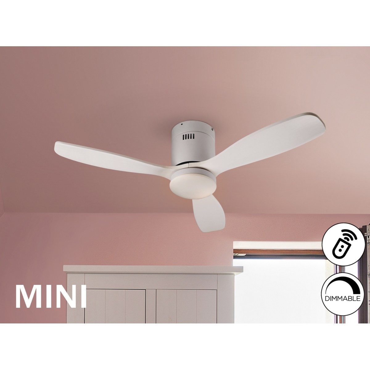 Siroco MINI Потолочный вентилятор с освещением DIMABLE белый