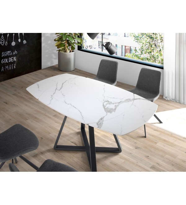 Обеденный стол D2055BB /1096 из керамики и черной стали