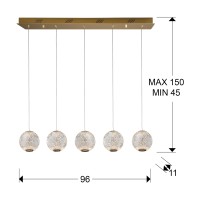 Линейный подвес Austral LED 5L золото