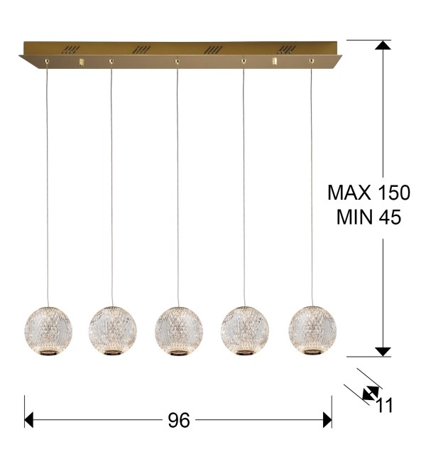 Линейный подвес Austral LED 5L золото