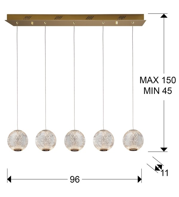 Линейный подвес Austral LED 5L золото