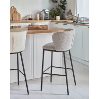 Барный стул Ciselia светло-серый из ткани букле и металла 102 см
