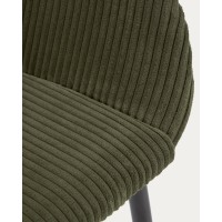 Стул Konna из толстого вельвета темно-зеленого цвета со стальными ножками с черной отделкой