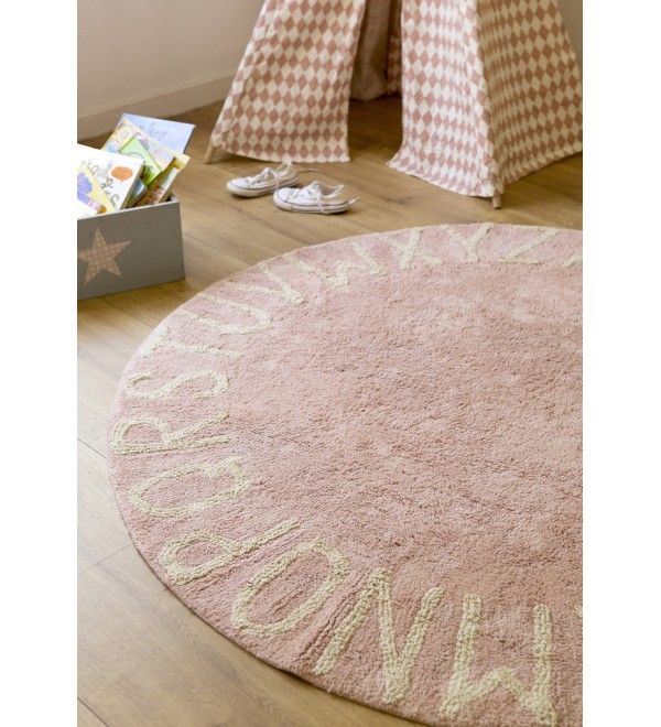 Ковер круглый Алфавит Round ABC (розовый) 150D