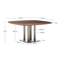 Стол Melvar из 100% орехового шпона с основанием из стали 150 x 150