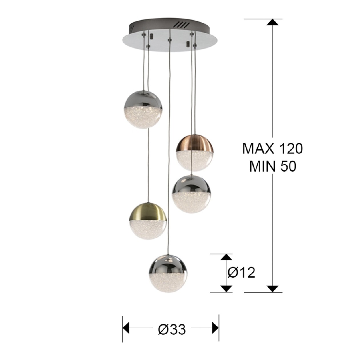Подвесной светильник Sphere 5L LED Ø33 DIM разноцветный