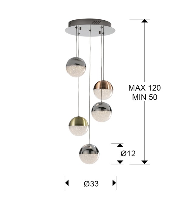 Подвесной светильник Sphere 5L LED Ø33 DIM разноцветный 