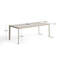 Уличный стол Anafi с бежевой столешницей из спеченного камня, 220 x 100 см