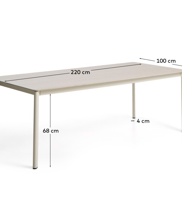Уличный стол Anafi с бежевой столешницей из спеченного камня, 220 x 100 см
