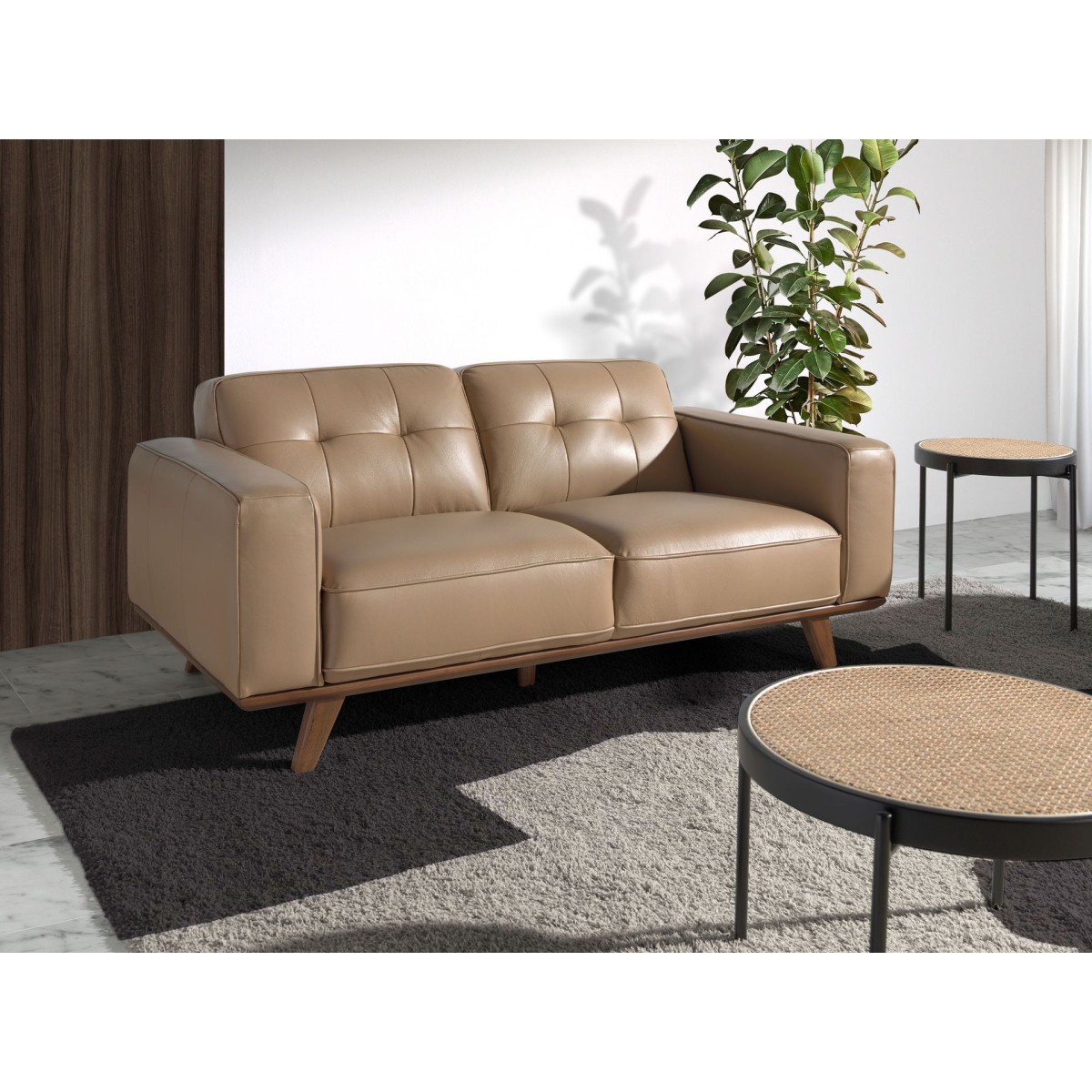 Диван 2-х местный 6119/5606-2P-M5668 с обивкой из стеганой кожи