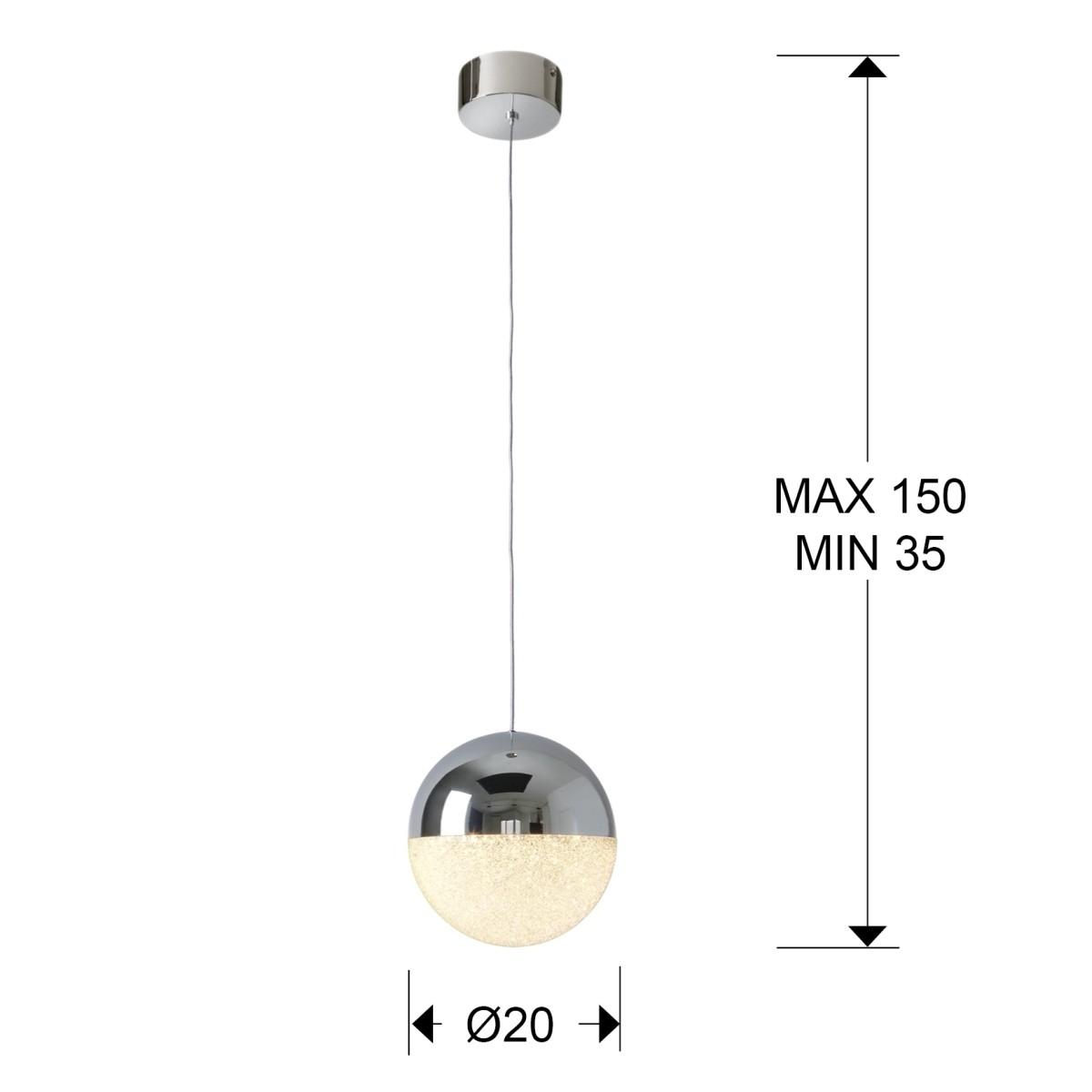 Подвесной светильник Sphere 1L LED Ø20 хром