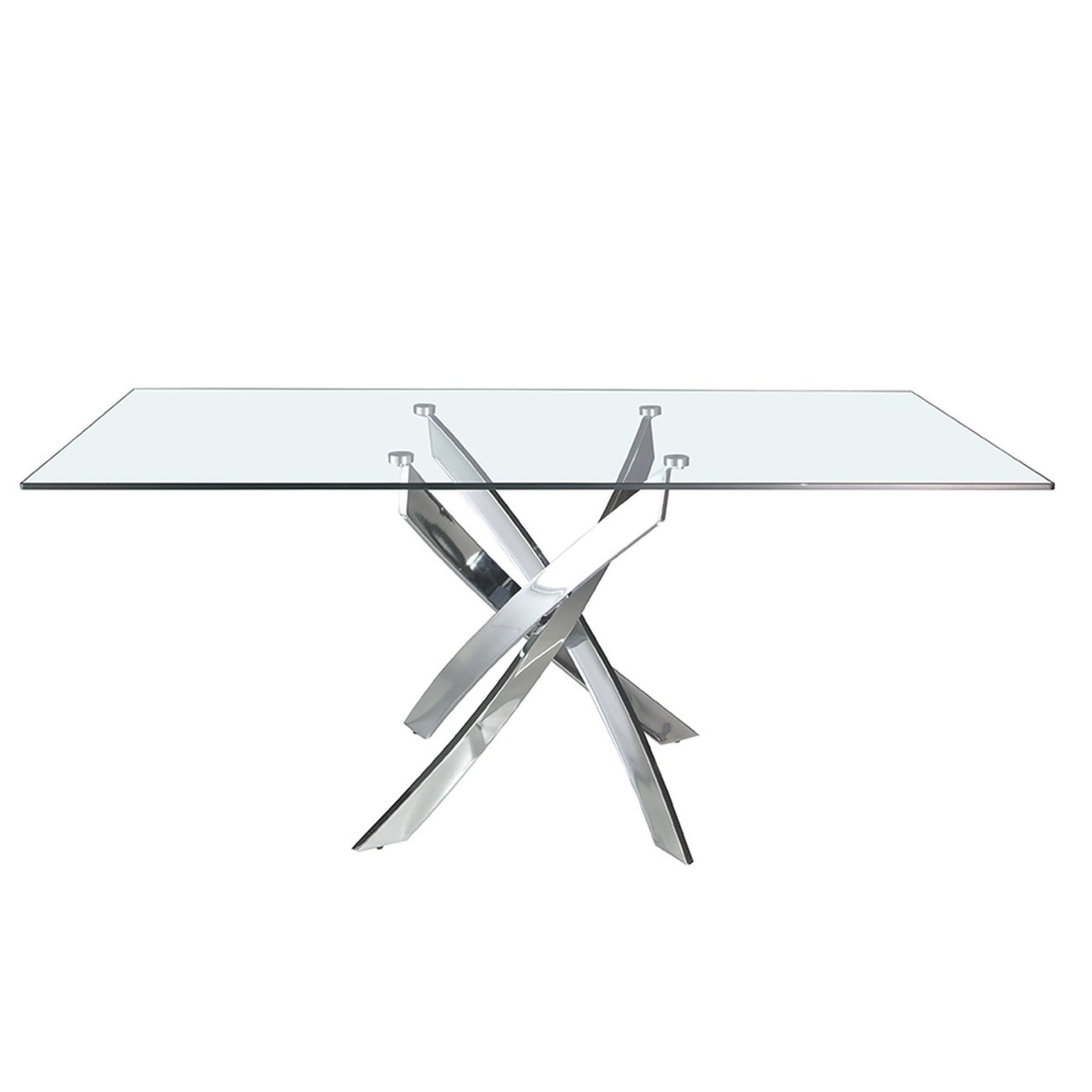 Стол обеденный прямоугольный F2133 /1061 стекло 140x95 с ножками из нержавеющей стали