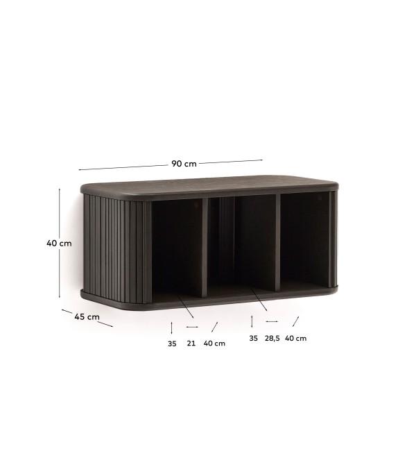 Шкафчик для ванной Mailen из ясеневого шпона в темной отделке, 90 x 45
