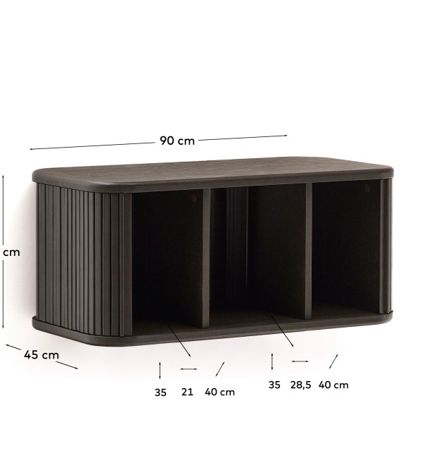 Шкафчик для ванной Mailen из ясеневого шпона в темной отделке, 90 x 45