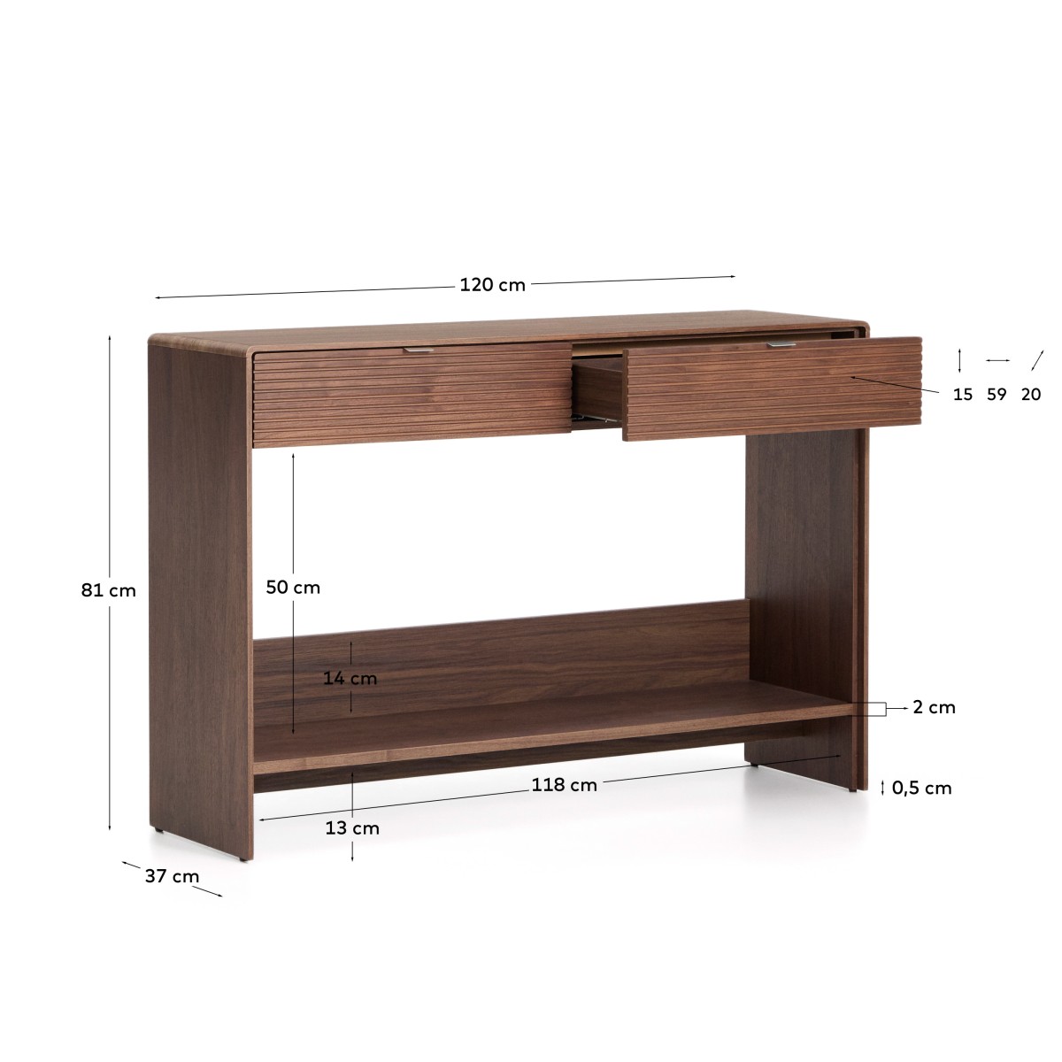 Буфет Norlen с 2 ящиками и полкой из орехового шпона 120 x 81 см