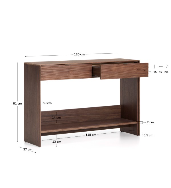 Буфет Norlen с 2 ящиками и полкой из орехового шпона 120 x 81 см