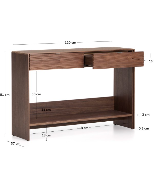 Буфет Norlen с 2 ящиками и полкой из орехового шпона 120 x 81 см
