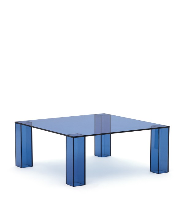 Журнальный столик Adularia из синего стекла 85 x 85