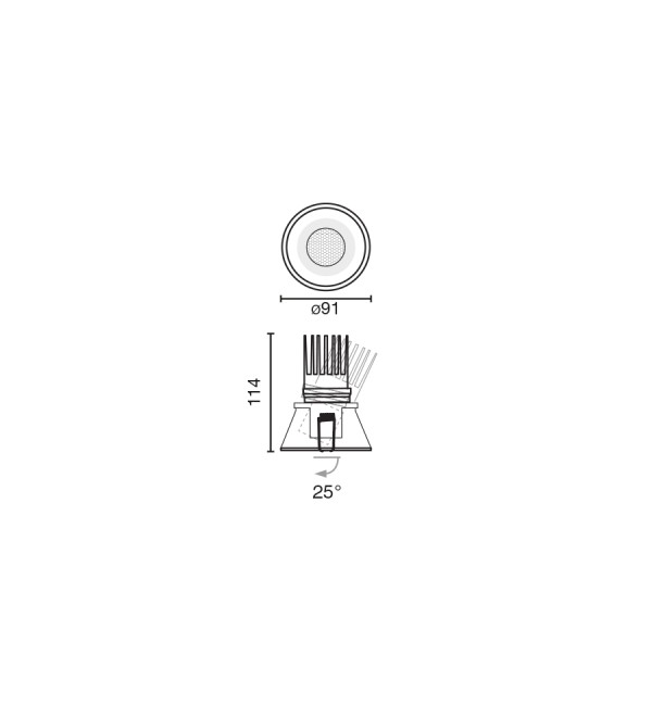 Встраиваемый светильник TULIPA DOWN ORI 15W 4000K CRI90 36° черный CASAMBI