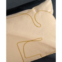 Чехол для подушки Dibel из хлопка цвета экрю с желтой вышивкой, 30 x 50 см