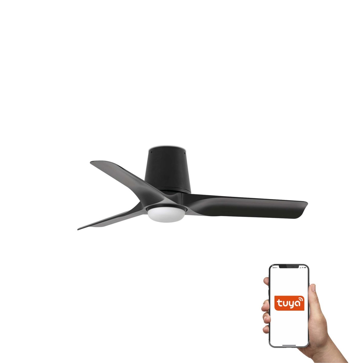 Потолочный вентилятор HEY TUB S Ш900MM черный 3 P LED 10W CCT TUYA
