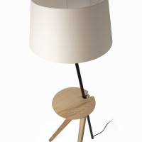 Торшер TREEWOOD с поддоном из ясеня и бежевым абажуром 1xE27