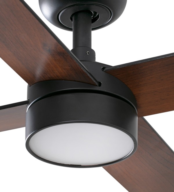 Потолочный вентилятор RUDDER L 4 Ш1320MM черный/орех 4P 18W LED CCT DIM TUYA