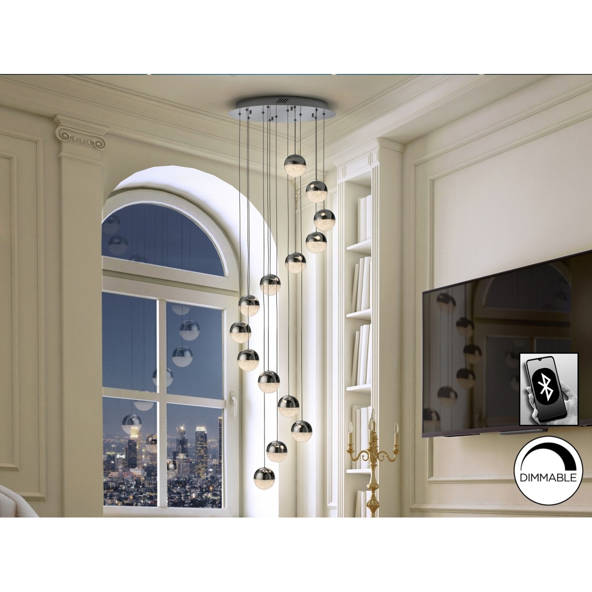 Подвесной светильник Sphere LED 14L Ø51 DIM BLUETOOTH хром