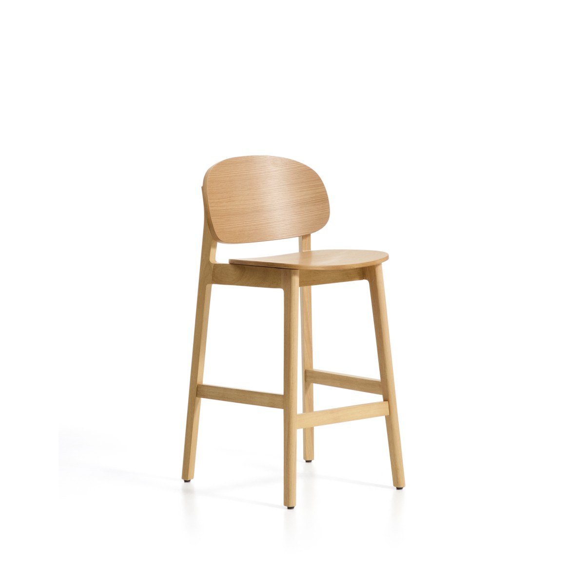 Полубарный стул Ludara из дубового шпона с натуральной отделкой, 65 см