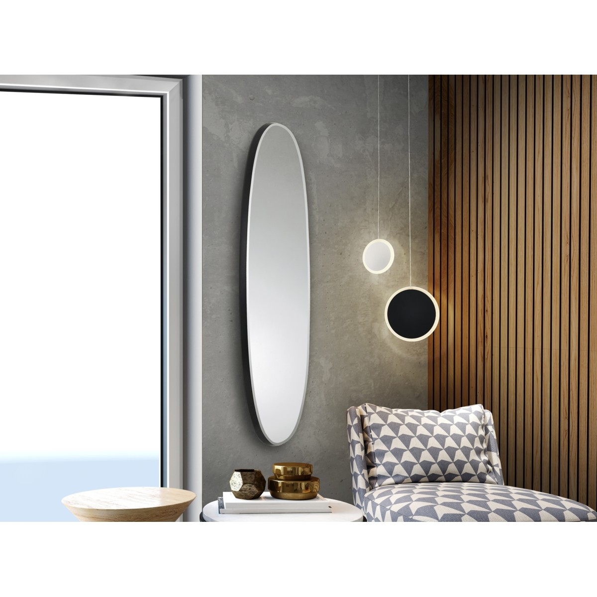 Зеркало овальное Aries 136X36 черное