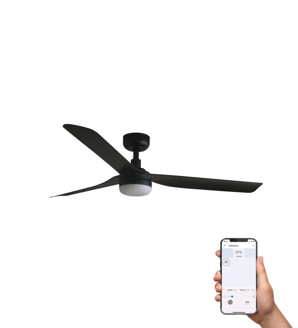 Потолочный вентилятор PUNT Ш1300MM черный 3 PALAS LED 18W TUYA