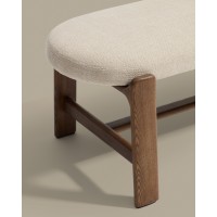 Банкетка Granite из бежевой синели и массива ясеня с отделкой под орех, 120 см