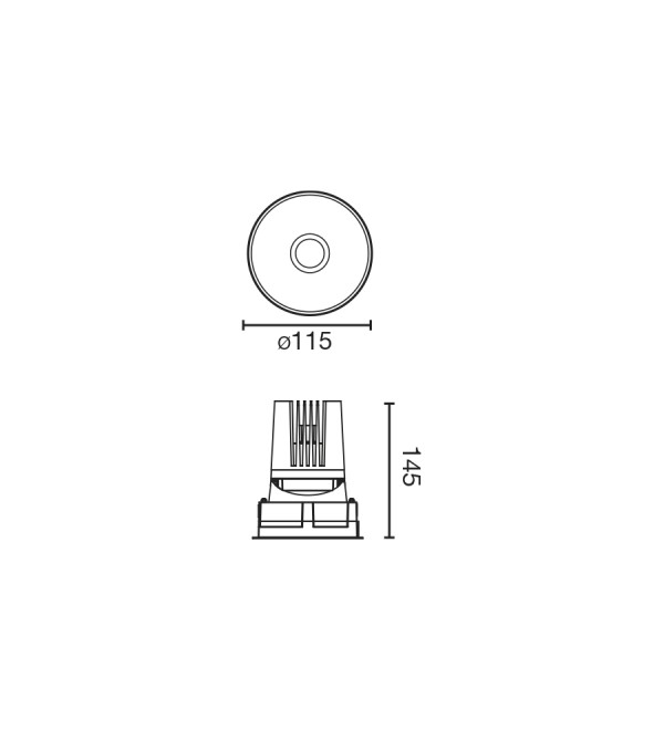 Встраиваемый светильник DEEP78 R черный 60° 3000K CRI95 STRIPY