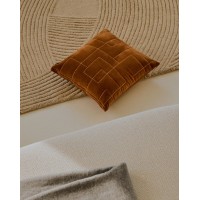Чехол для подушки Prila из бархатного хлопка терракотового цвета с вышивкой 45 x 45 см