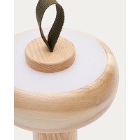 Luba Переносная настольная лампа из массива ясеня и зеленой хлопковой ручкой