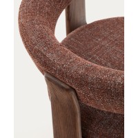 Granite Стул на 3 ножках из коричневого шенилла и массива ясеня в отделке орех
