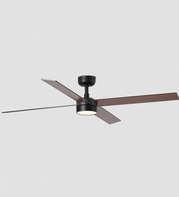Потолочный вентилятор RUDDER L 4 Ш1320MM черный/орех 4P 18W LED CCT DIM TUYA