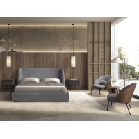 Кровать 7145 из темно-серой ткани