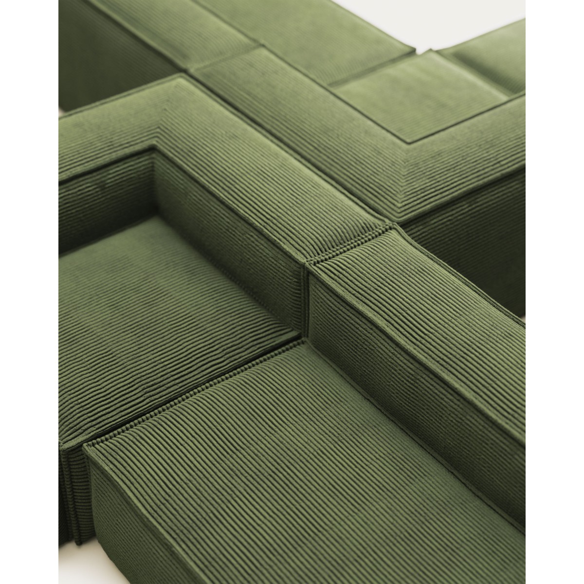 4-местный угловой диван Blok в зеленом толстом вельвете 290 x 290 см