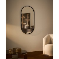 Овальное черное металлическое зеркало Noral Ø60,5 x 120 см