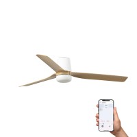 Потолочный вентилятор PUNT TUB M Ш1300 белый/клен 3P LED 18W TUYA
