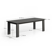 Раздвижной уличный стол Livorno из графитового алюминия, 233(350) x 100 см