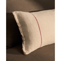 Чехол для подушки Lidore из бежевого льна с красными полосами, 30 x 50 см